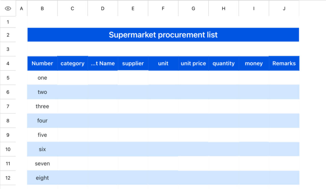 Supermarket purchase list 1